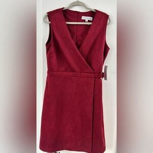 Elegant Wine Sleeveless Wrap Dress